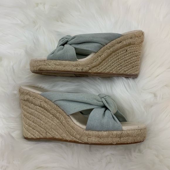 Soludos Shoes - Soludos wedges blue linen tie front 6